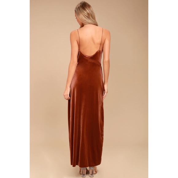rust orange velvet dress